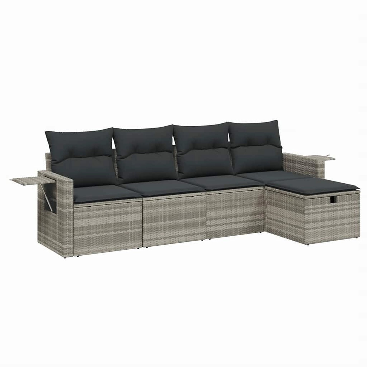 vidaXL 5-Tlg Garten-Sofagarnitur mit Kissen Hellgrau Poly Rattan 3263778 günstig online kaufen