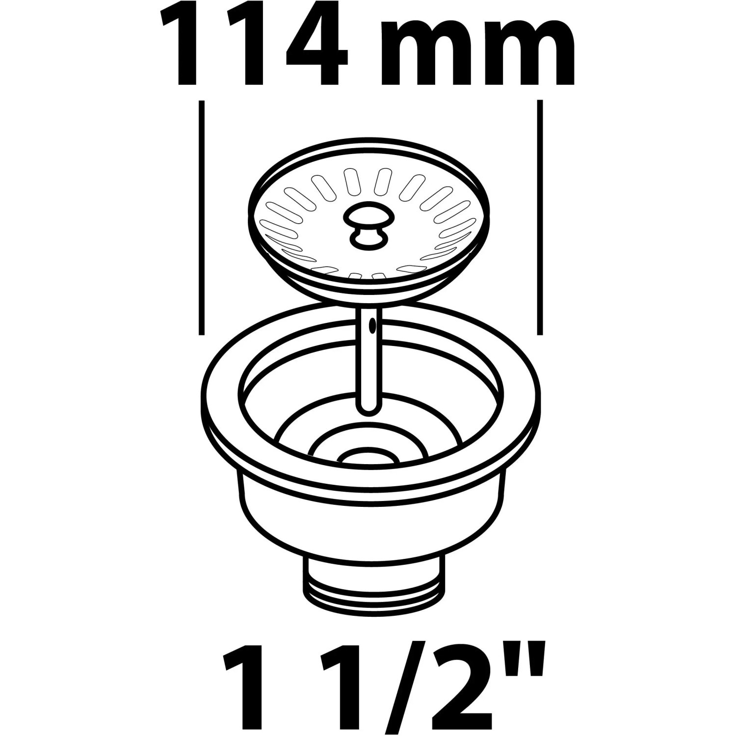 Skizze: Kirchhoff Siebkörbchen Spüle Eco Save, Edelstahl, 114mm breit, für Spülbecken.