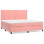 Rosa vidaXL Boxspringbett 200x200 cm mit Samtbezug, inklusive Matratze und Topper.