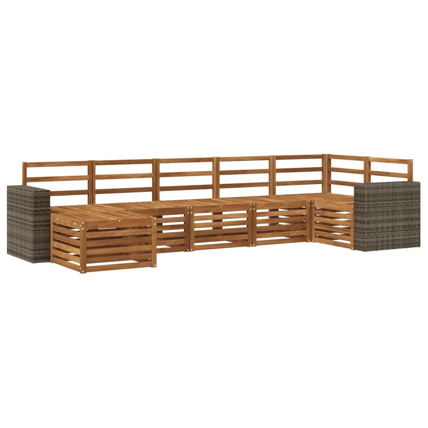 vidaXL Ecksofa Set 7 Stk Natur Massivholz Akazie 3384635