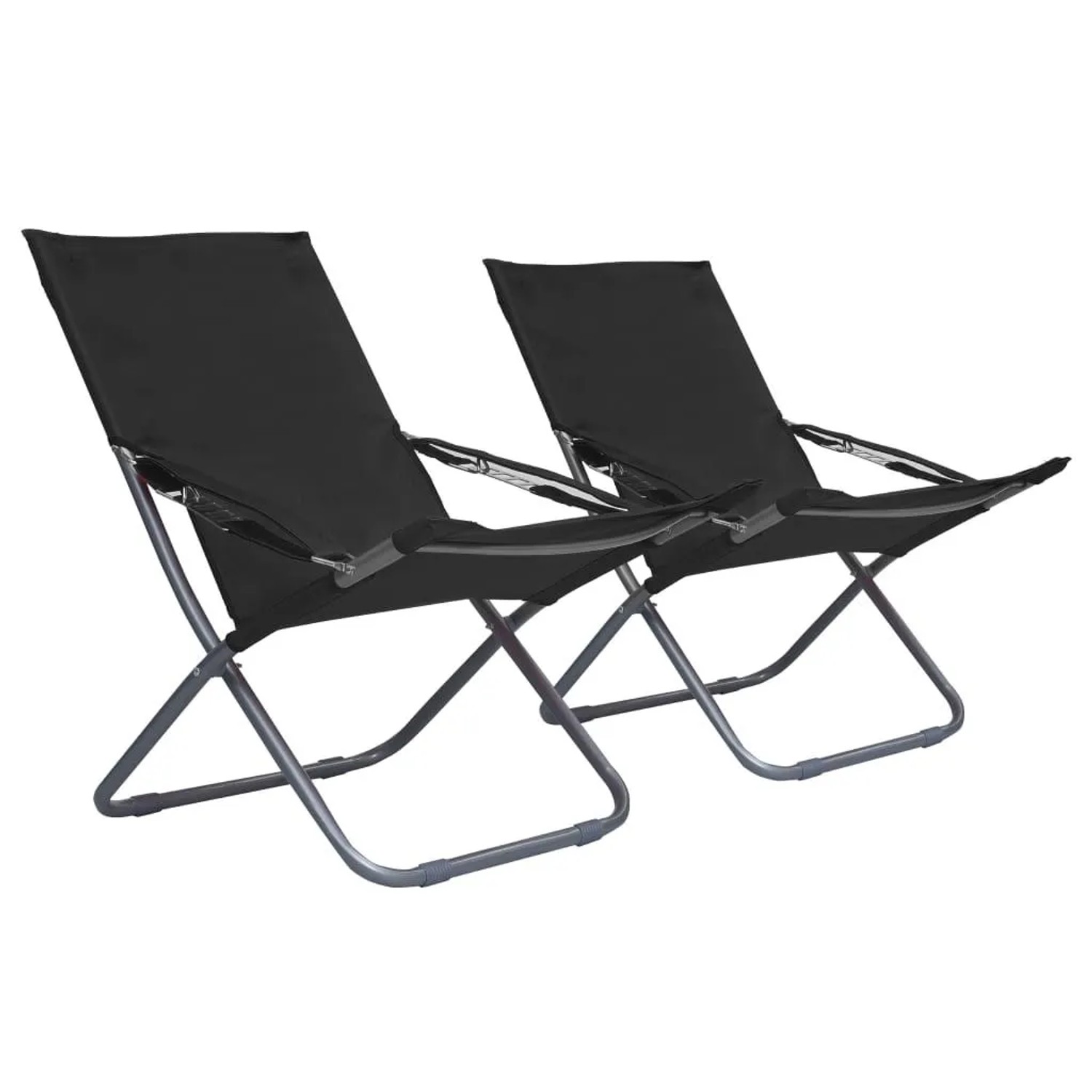vidaXL Klappbare Strandstühle 2 Stk Stoff Schwarz 47903