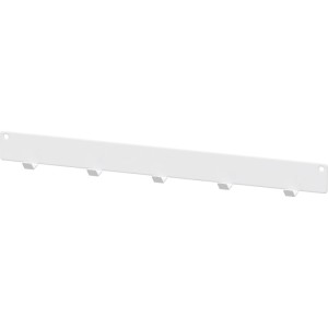 Weiße Vauth-Sagel Hakenleiste mit 5 Haken aus pulverbeschichtetem Stahl, 432 mm, für platzsparende Aufbewahrung.