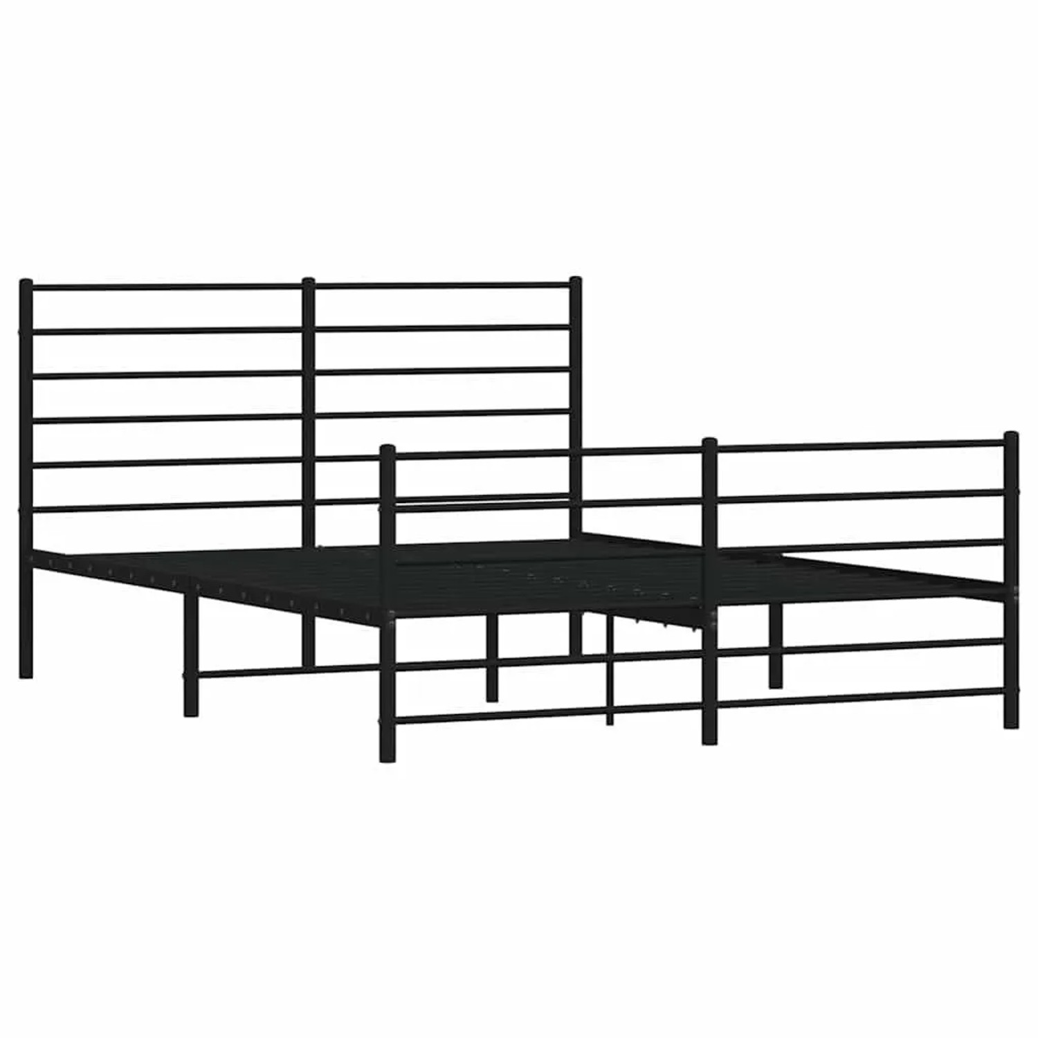 vidaXL Bettgestell mit Kopf- und Fußteil Metall Schwarz 140x200 cm 352338