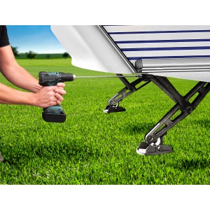 Calima Sechskantschlüssel 54cm für Kurbelstütze im Einsatz mit Akkuschrauber am Wohnwagen.