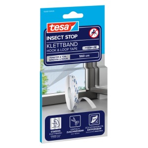 tesa® Insect Stop Klettband Premium für Insektenschutzgitter am Fenster.