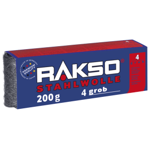 RAKSO Stahlwolle, Sorte 4 (grob), 200g Banderole zum Schleifen und Reinigen.