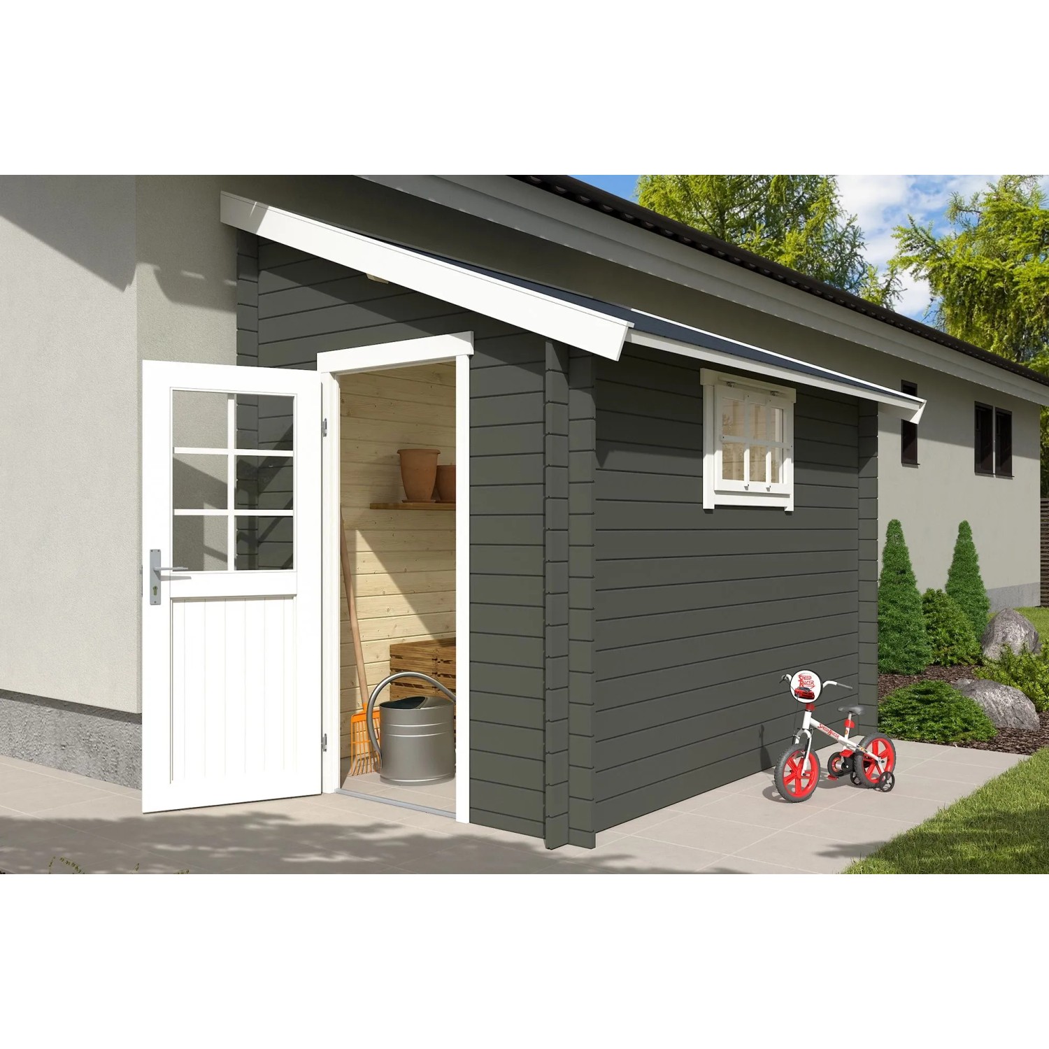 Lasita Gartenhaus Jura 2 Grau-Grün 180 cm x 275 cm