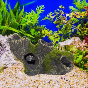 Relaxdays Aquarium Höhle Kunstharz Grau Grün Ungiftig 7 cm x 15 cm x 8,5 cm 90 g