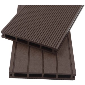 Home Deluxe WPC Terrassendielen Samana, dunkelbraun, mit geriffelter und glatter Oberfläche.