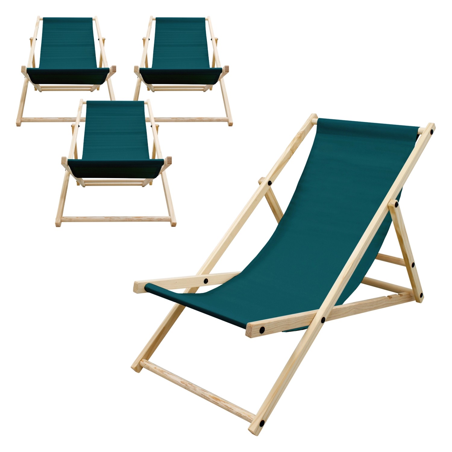 ECD Germany 4Er Set Liegestuhl Klappbar Dunkelgrün Holz 3 Positionen bis 12 günstig online kaufen