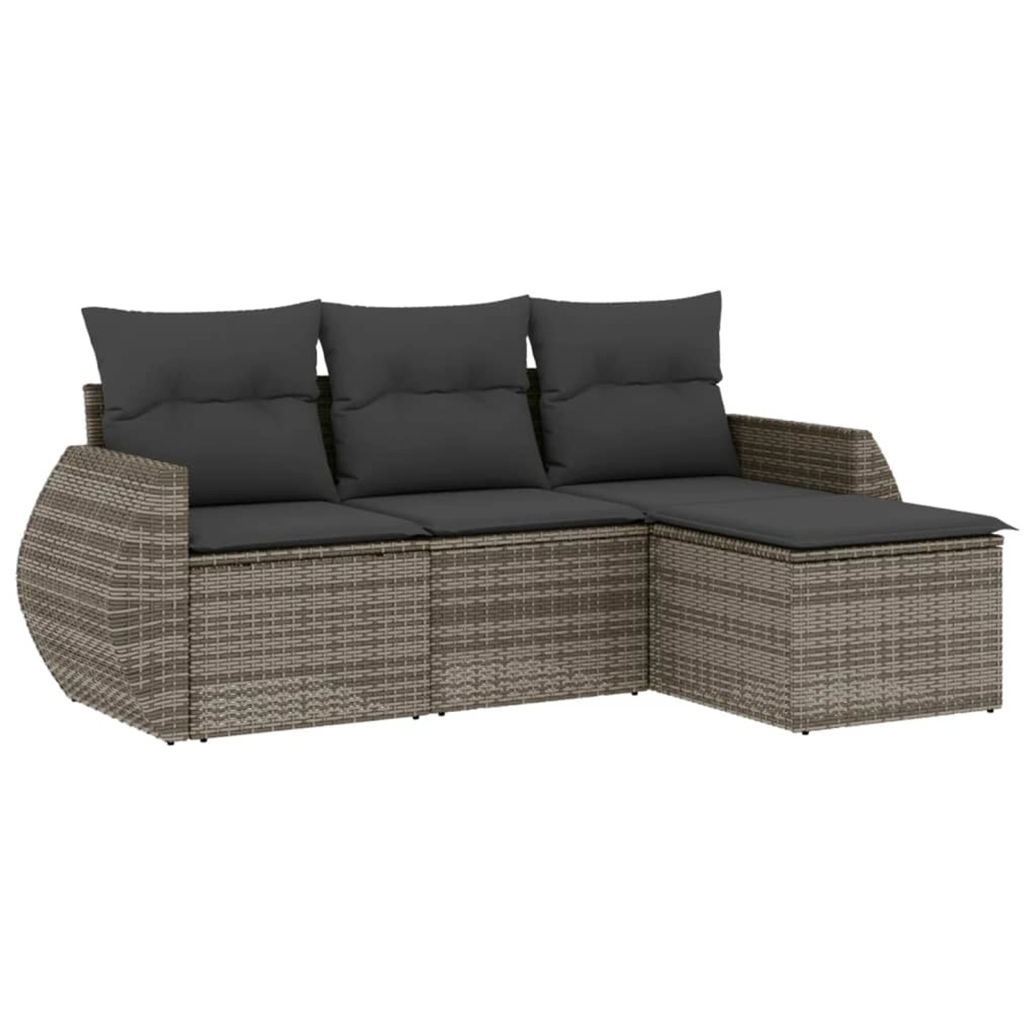 vidaXL 4-Tlg Garten-Sofagarnitur mit Kissen Grau Poly Rattan 3253607 günstig online kaufen
