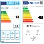 Energieeffizienzlabel der Respekta Küchengeräte: Herd, Dunstabzugshaube, Kühl-Gefrierkombi, Geschirrspüler.