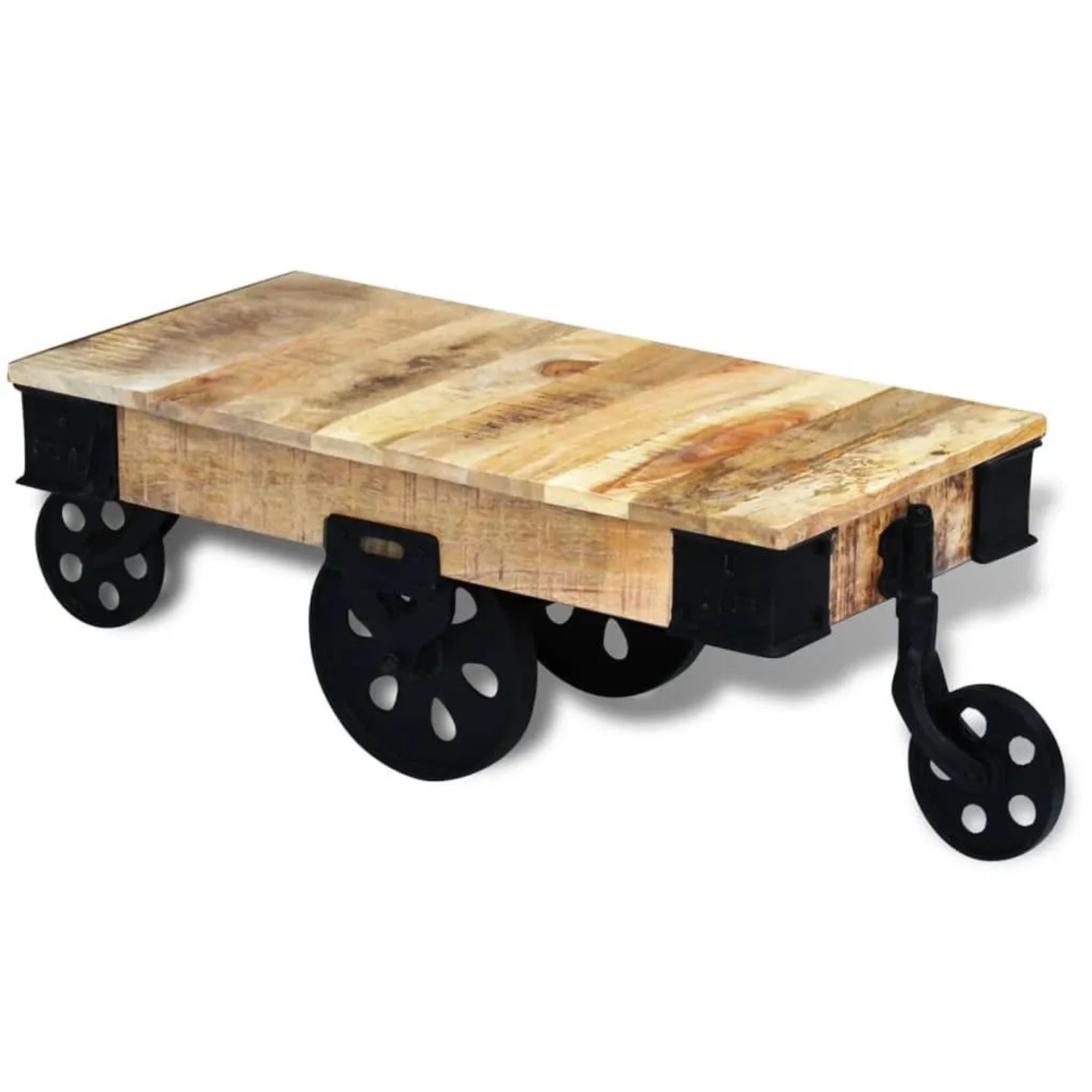 vidaXL Couchtisch mit Rollen Raues Mangoholz 243280 günstig online kaufen