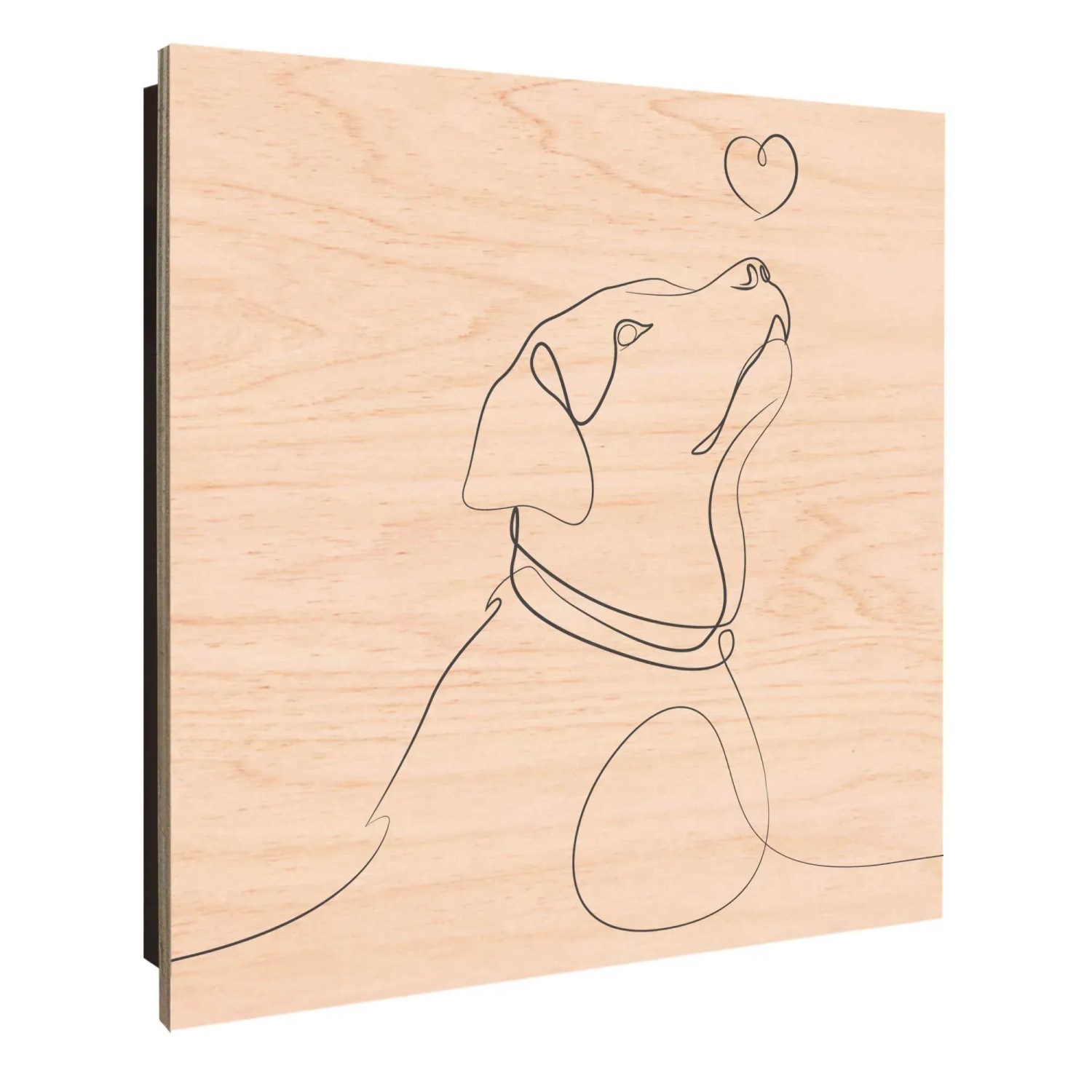 Schlüsselkasten Holz, 30x30cm, Motiv Hund mit Herz. Schlüsselaufbewahrung für 50 Schlüssel.