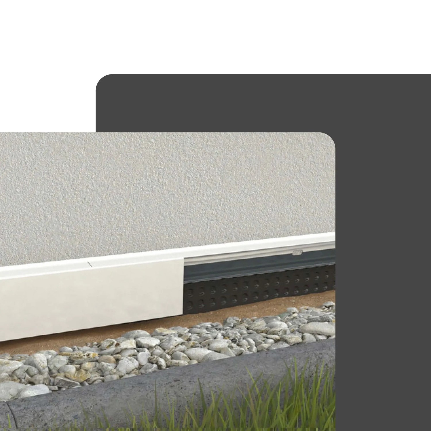 Protektor Noppenbahnprofil Universal, anthrazit, für Außenputz und Fassaden-Abschluss.