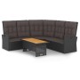 Schwarzes 2-tlg. Garten Lounge Set mit Kissen und Tisch aus Polyrattan.