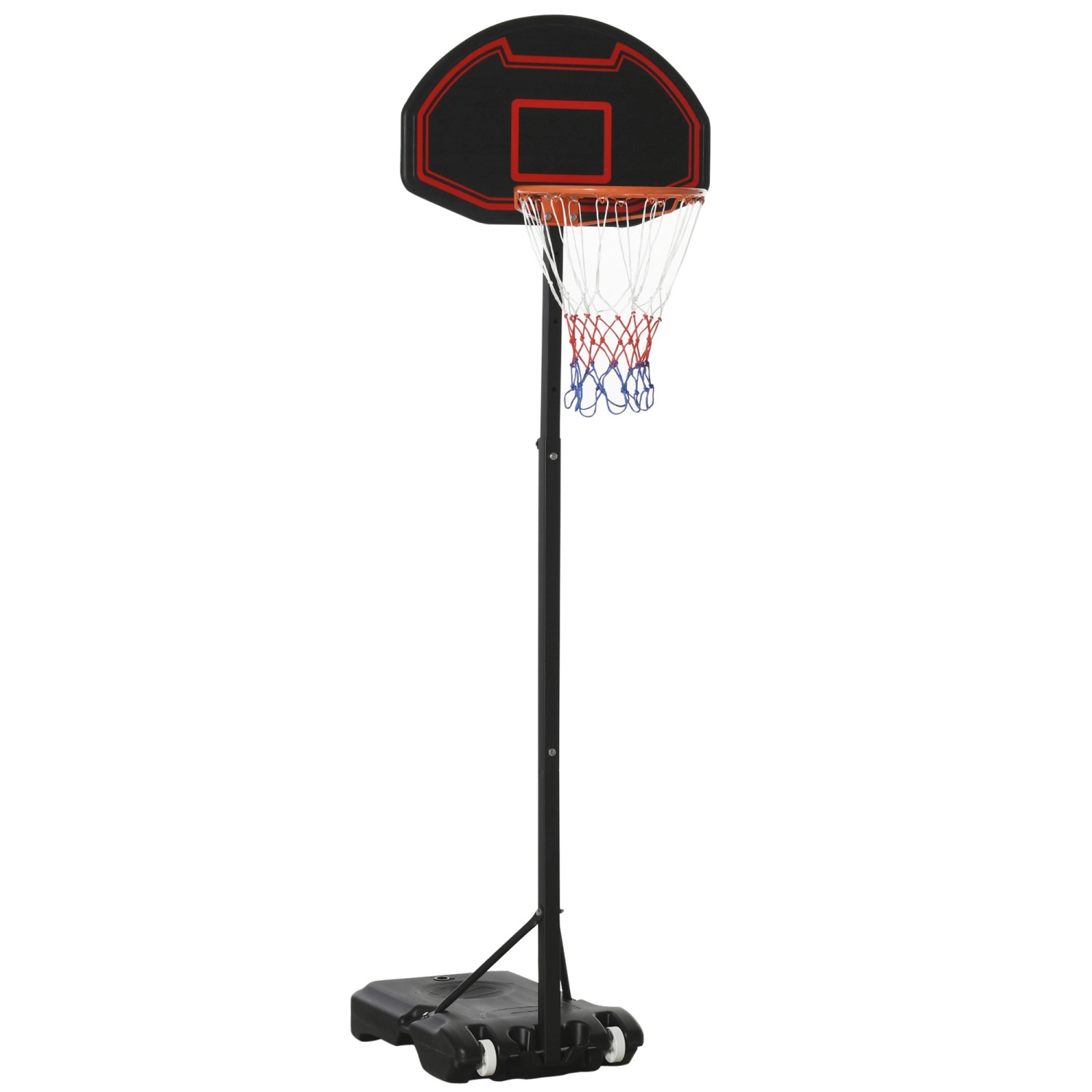 HOMCOM Basketballkorb-Ständer Stahl  PE Schwarz 73L x 49B x 250H cm