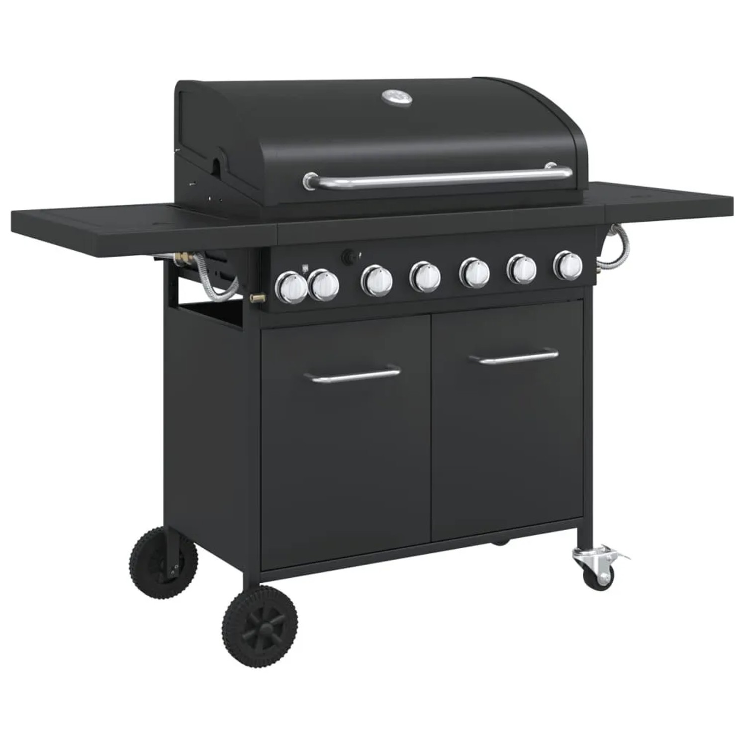 vidaXL Gasgrill mit 7 Flammen Schwarz Pulverbeschichteter Stahl 367587