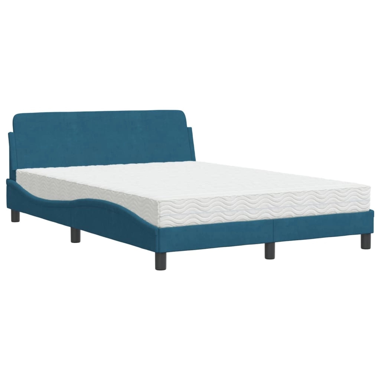 vidaXL Bett mit Matratze Blau 120x200 cm Samt Modell 12007494 günstig online kaufen