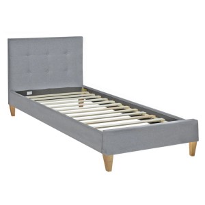 Homestyle4u Polsterbett mit Matratze 90x200 Lattenrost Jugendbett Grau 2281