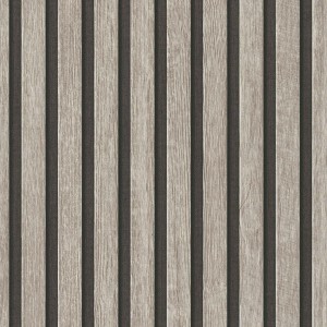 Graue Akustikpaneele Tapete in 3D Holzoptik für Wandgestaltung im Wohnzimmer oder Büro.