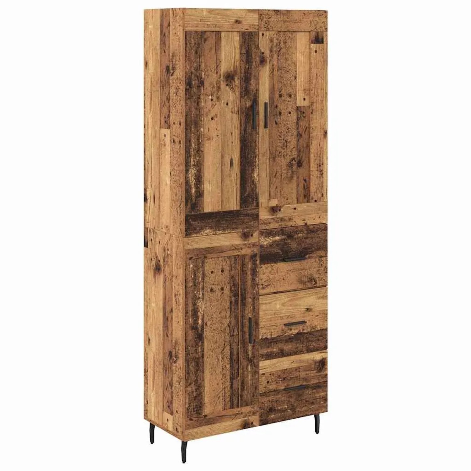 vidaXL Highboard mit Schubladen 2-Tlg Altholz Engineered Wood und Glas 3415 günstig online kaufen