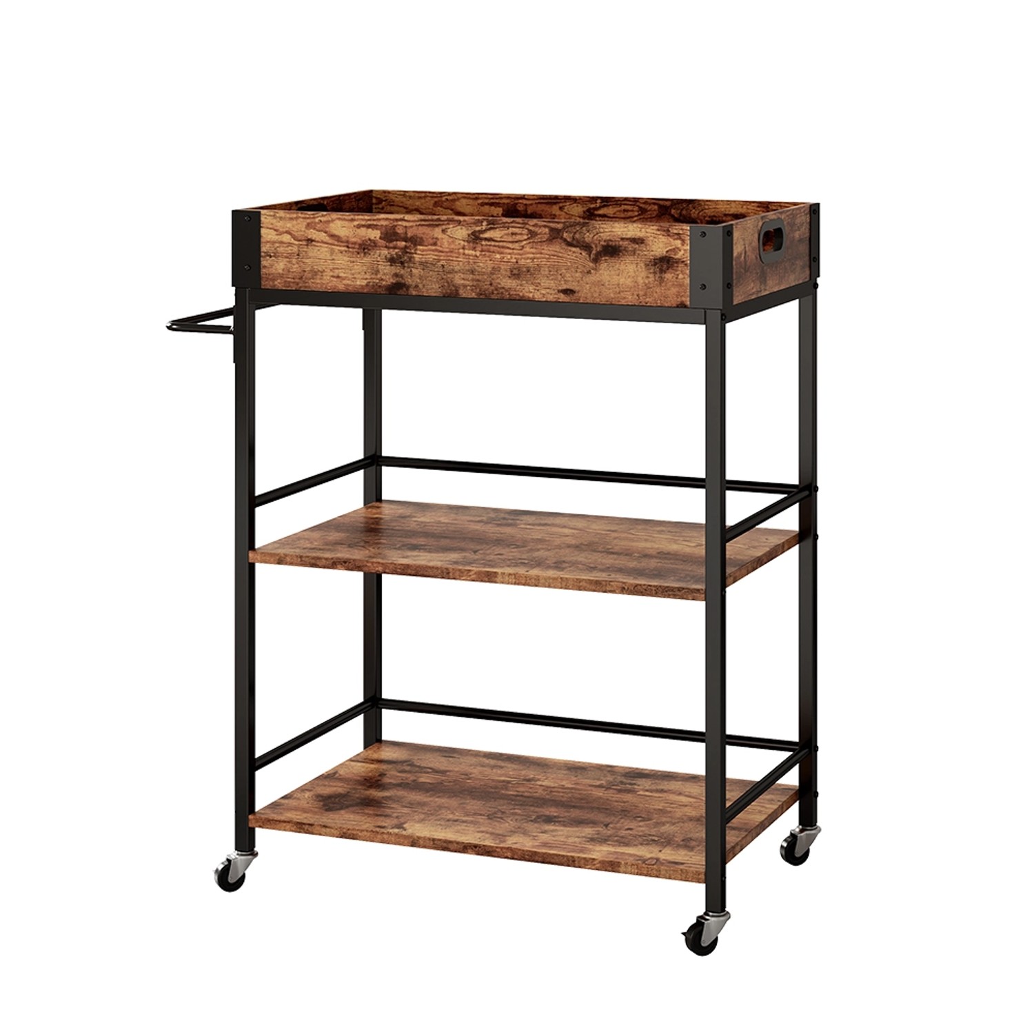 Vicco Servierwagen Fyrk Rollbare Küchen-Minibar Eiche Rustikal 65x85 cm günstig online kaufen