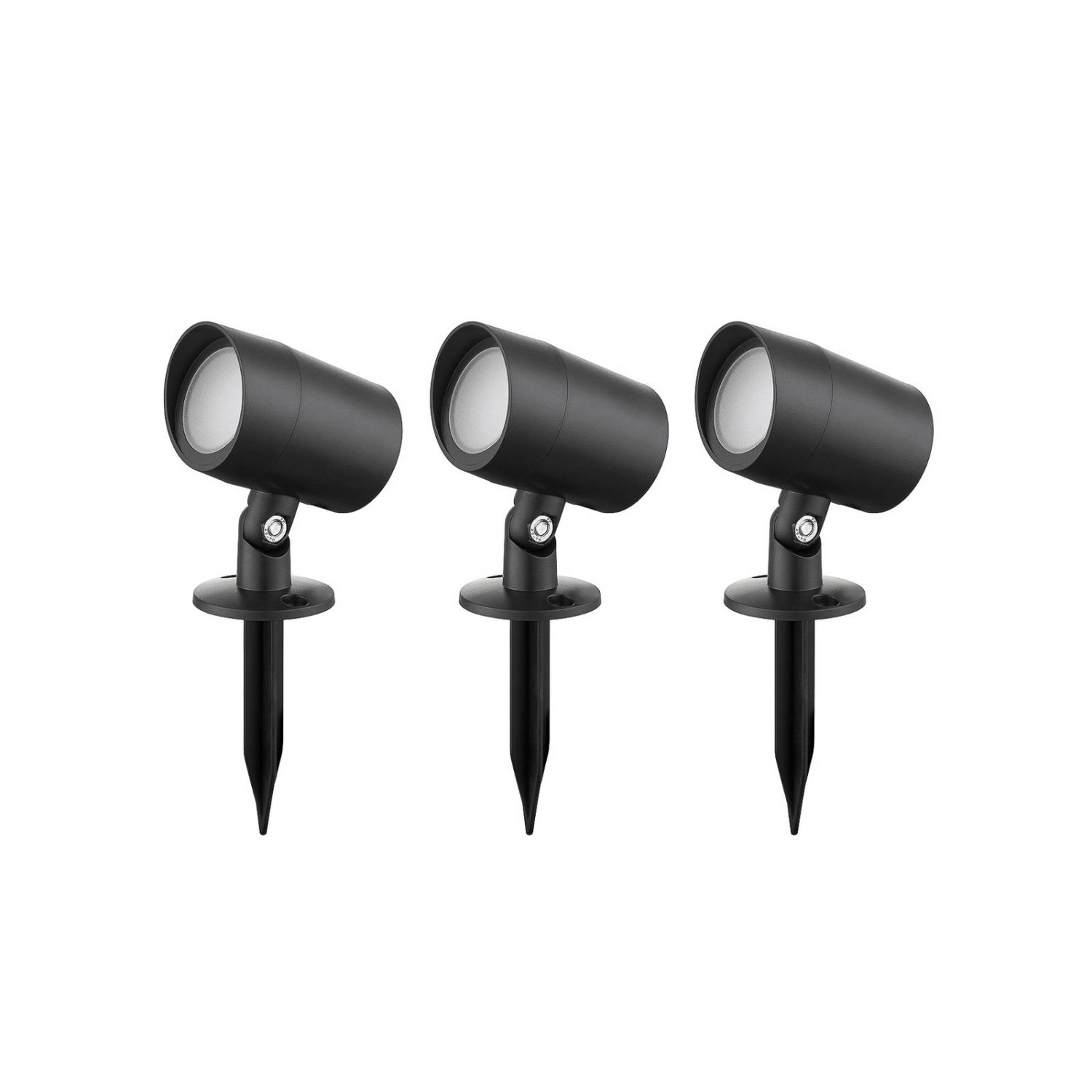 Lindby 3er Set LED Smart Home Wegbeleuchtung Garten Nycta 10020192 Dimmbar Modern in Schwarz 3-flammig