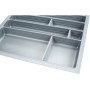 Agoform Trennwand-Set Scoop-2 aus silbernem Kunststoff für Besteckeinsätze. 3 kleine, 1 großer Trenner zur Schubladenorganisation.