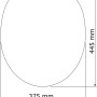 Technische Zeichnung: Weißer Wenko Premium WC-Sitz Samos mit den Maßen 445 x 375 mm.