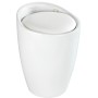 Wenko Hocker Candy White Matt mit Wäschesack, runder Badhocker aus Kunststoff mit Sitzfläche.