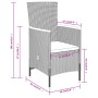 vidaXL Garten-Essgruppe, 7-teilig, schwarz. Rattanmöbel mit cremeweißen Kissen. Ideal für Garten und Terrasse.