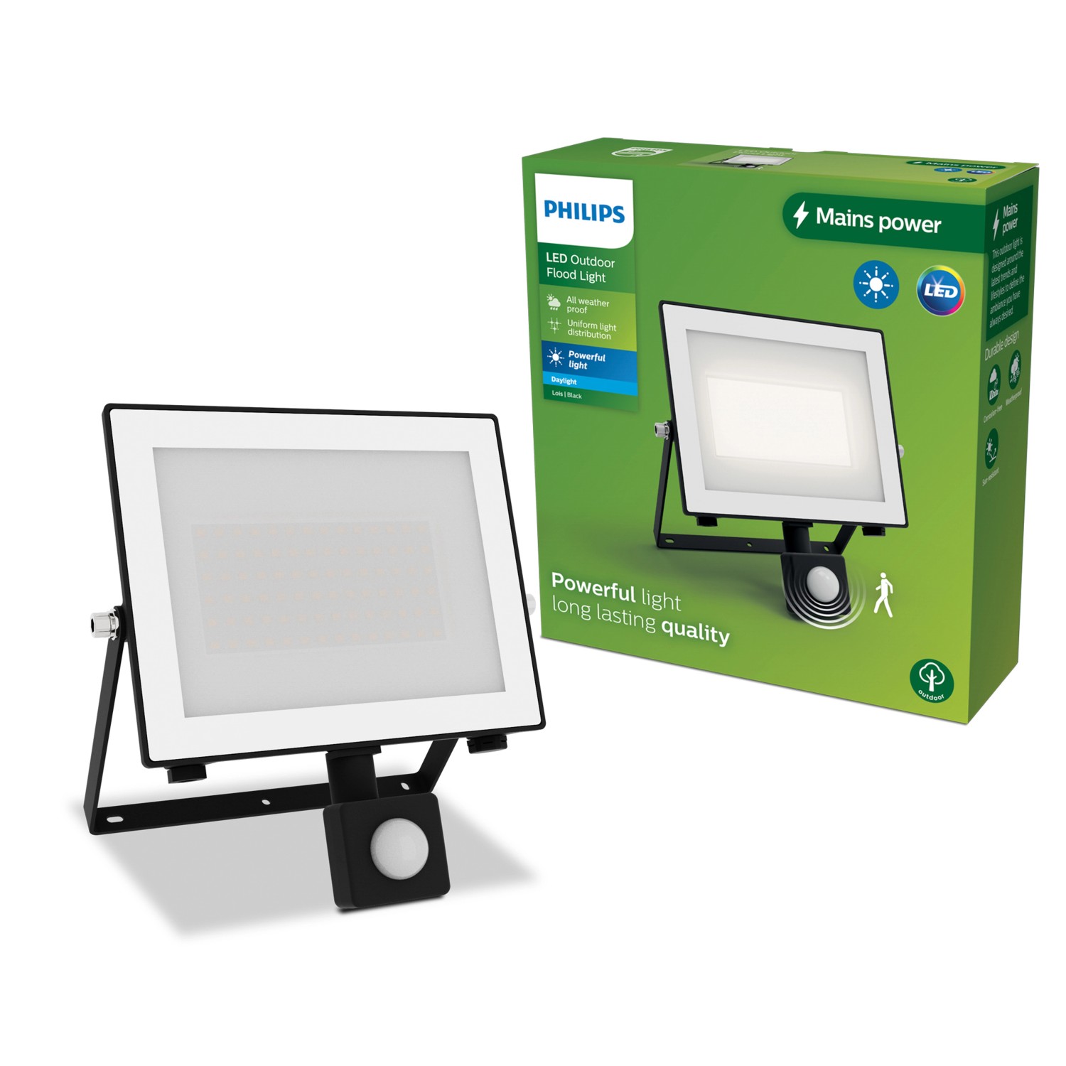 Philips Outdoor Flutlicht Lois Bewegungssensor 5.000 K 4.750 lm Schwarz