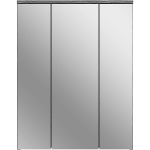 Spiegelschrank Blake, Rauchsilber, 60 cm breit, mit drei Spiegeltüren für Badezimmer.