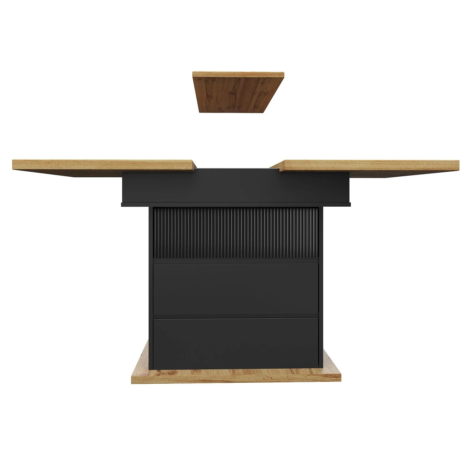 Okwish Esstisch Klappbarer/Ausziehbarer Küchentisch Mit 3 Ablageebenen Für 4-6 140 × 80 Cm Schwarz