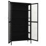 Schwarze vidaXL Vitrine (90x40x180 cm) aus Stahl und Glas, Büroschrank mit offenen Türen und Regalböden.