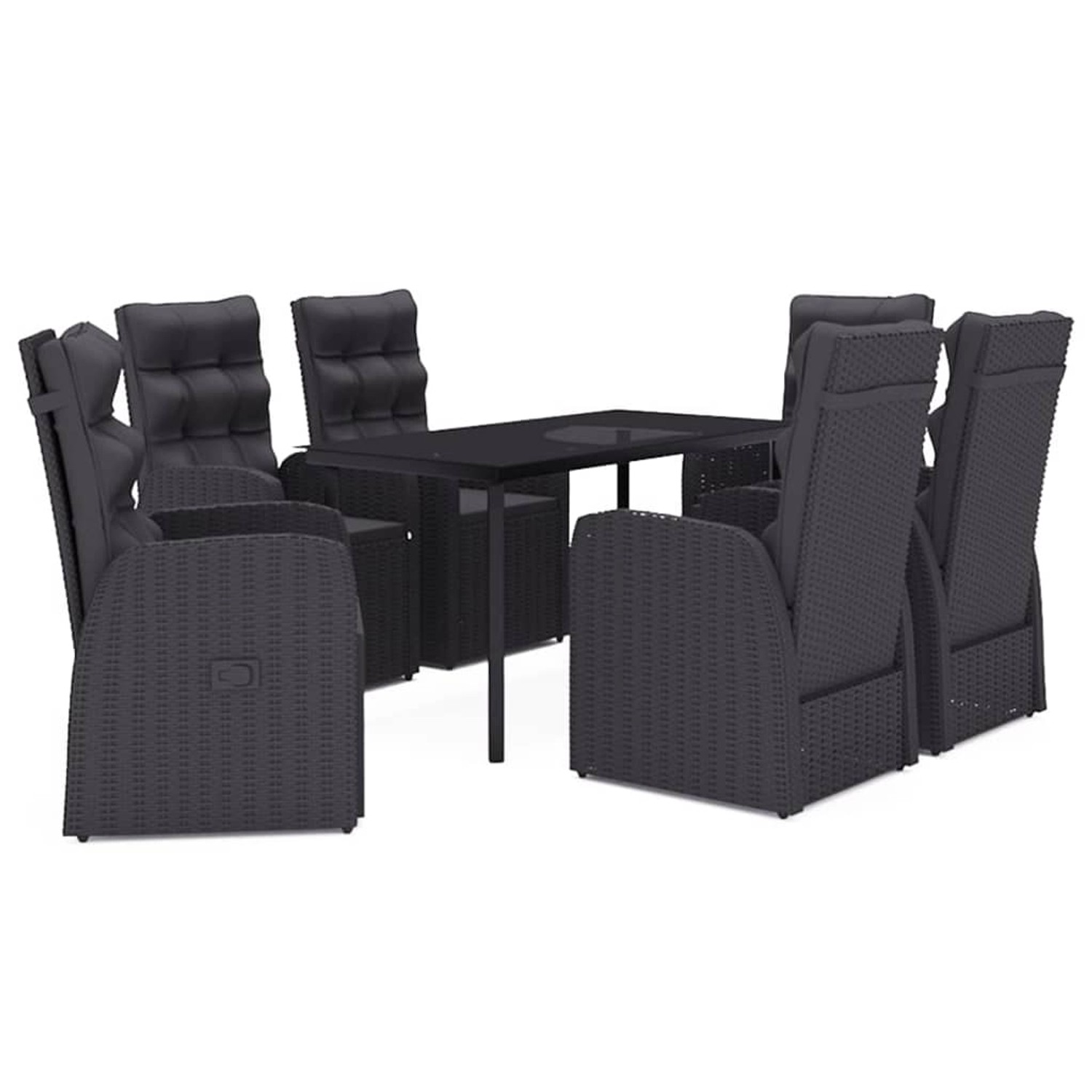 vidaXL 7-Tlg Garten-Essgruppe mit Kissen Schwarz 3099499 günstig online kaufen