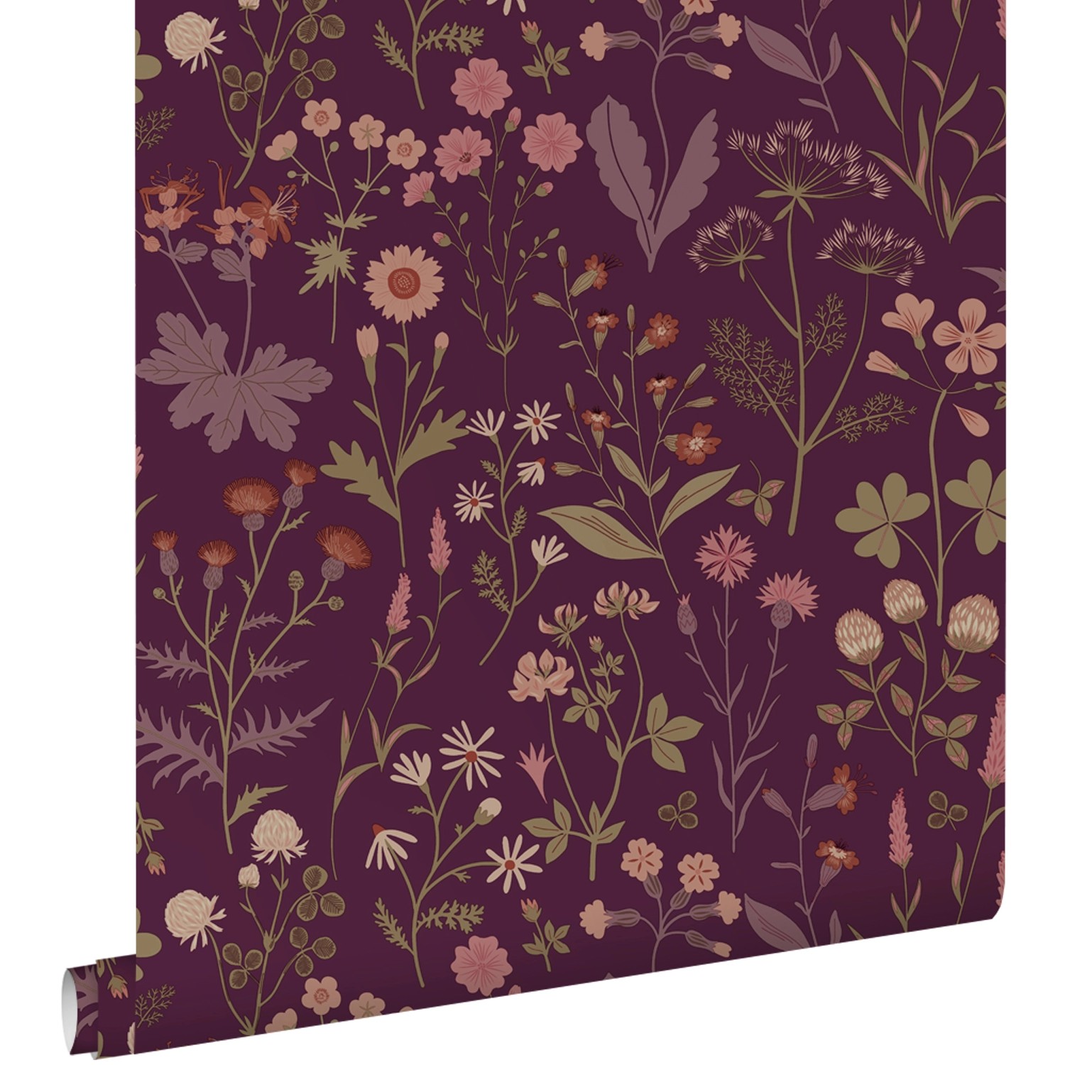 ESTAhome Tapete Feldblumen Aubergineviolett 50 x 900 cm günstig online kaufen