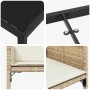 Detailansicht vidaXL Garten Essgruppe, 5-tlg, beige Poly Rattan, Tisch mit Glasplatte, Stühle mit Kissen.