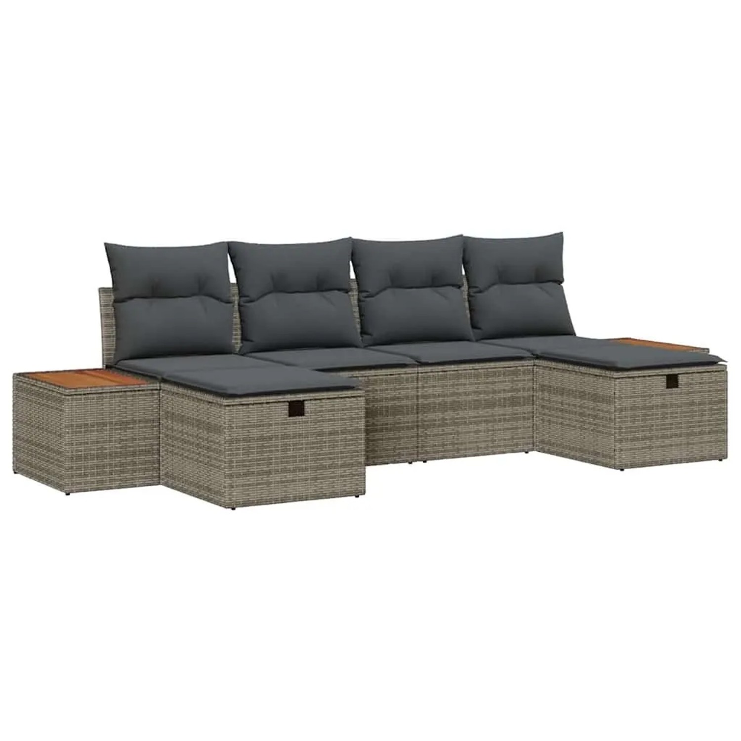 vidaXL Gartensofa-Set mit Kissen mit Speicher 6 Stk Grau Poly-Rattan 336098 günstig online kaufen