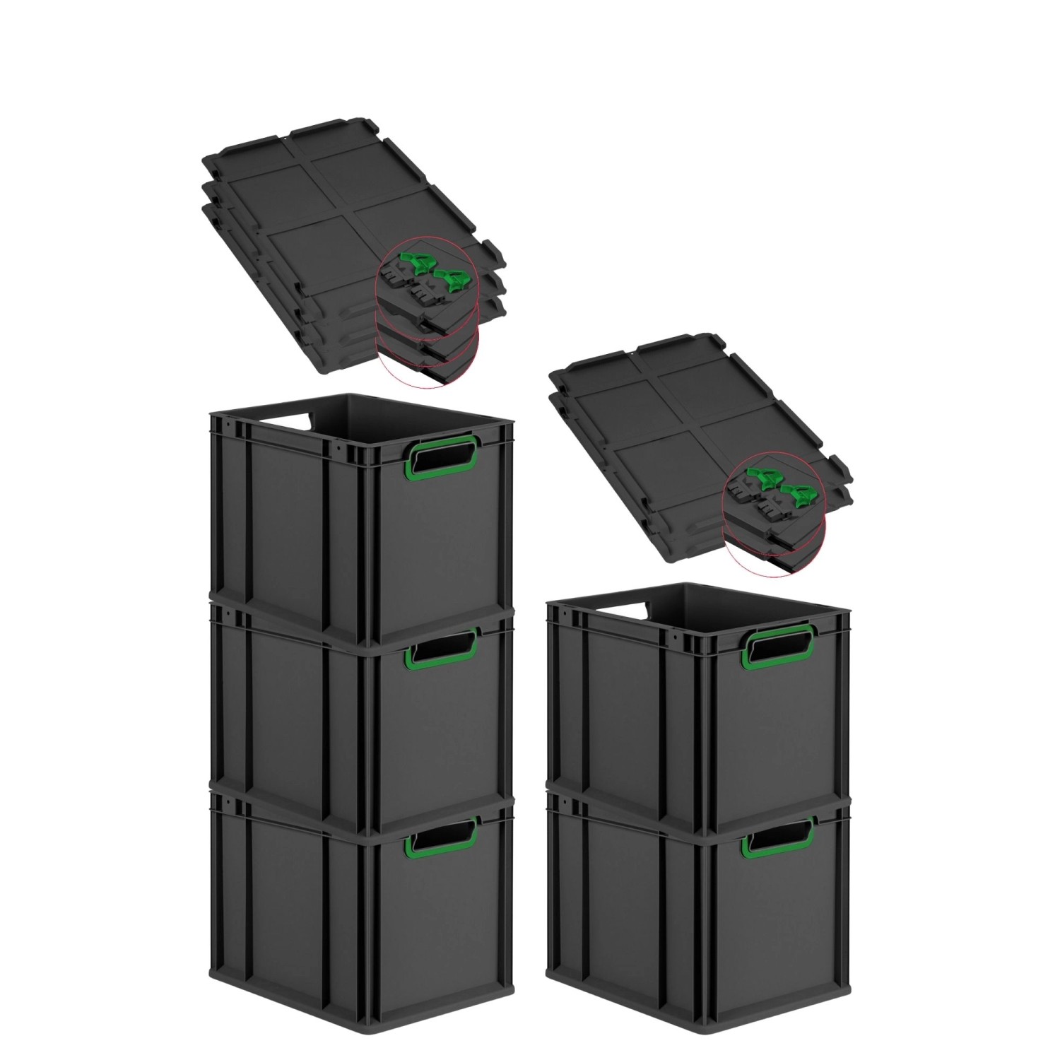 PROREGAL SuperSparSet 5x Eurobox Nextgen Color Mit Scharnierdeckel HxBxT 32 günstig online kaufen