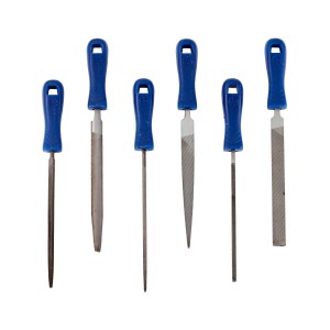 6-teiliges LUX Raspel Set 100 mm Comfort mit blauen Griffen, verschiedene Formen.