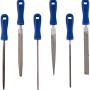 6-teiliges LUX Raspel Set 100 mm Comfort mit blauen Griffen, verschiedene Formen.