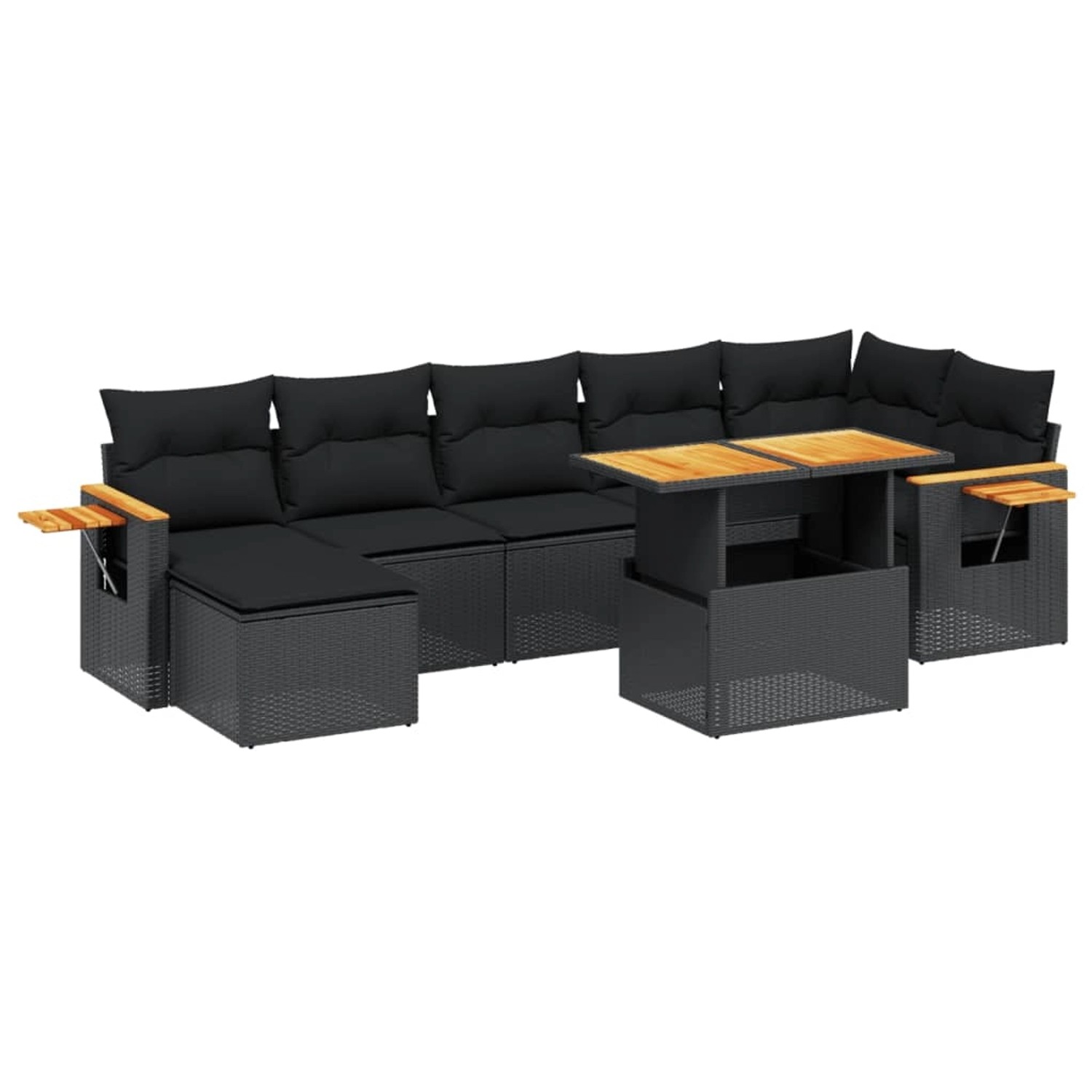 vidaXL 8-Tlg Garten-Sofagarnitur mit Kissen Schwarz Poly Rattan 3273624 günstig online kaufen