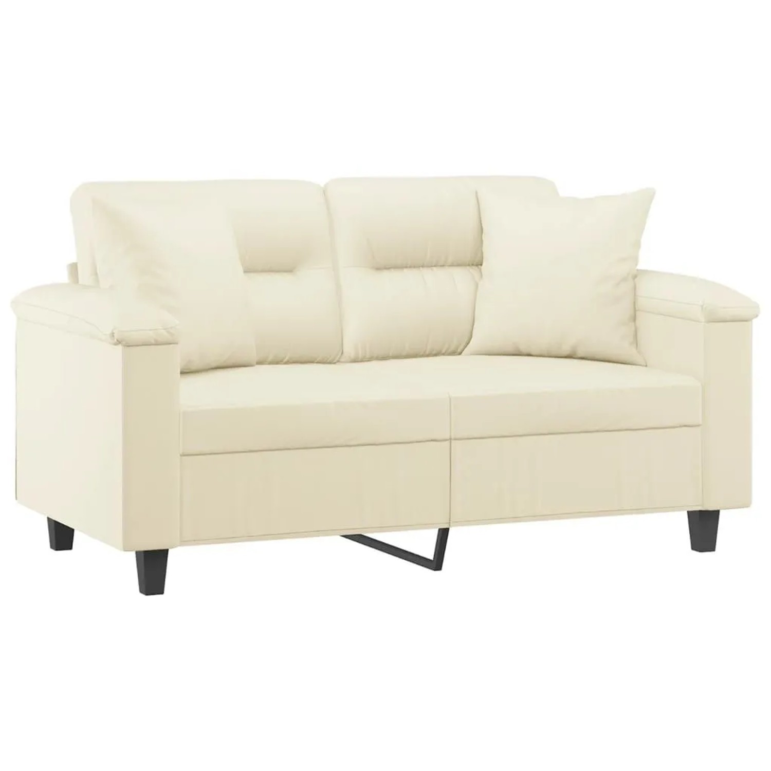 vidaXL 2-Sitzer-Sofa mit Zierkissen Creme 120 cm Kunstleder 3200984