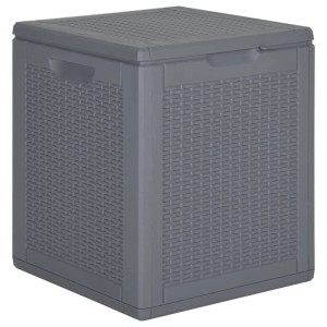 Graue furnicato Gartenbox aus PP Rattan, 90 L Universalbox für Garten, Terrasse oder Balkon.