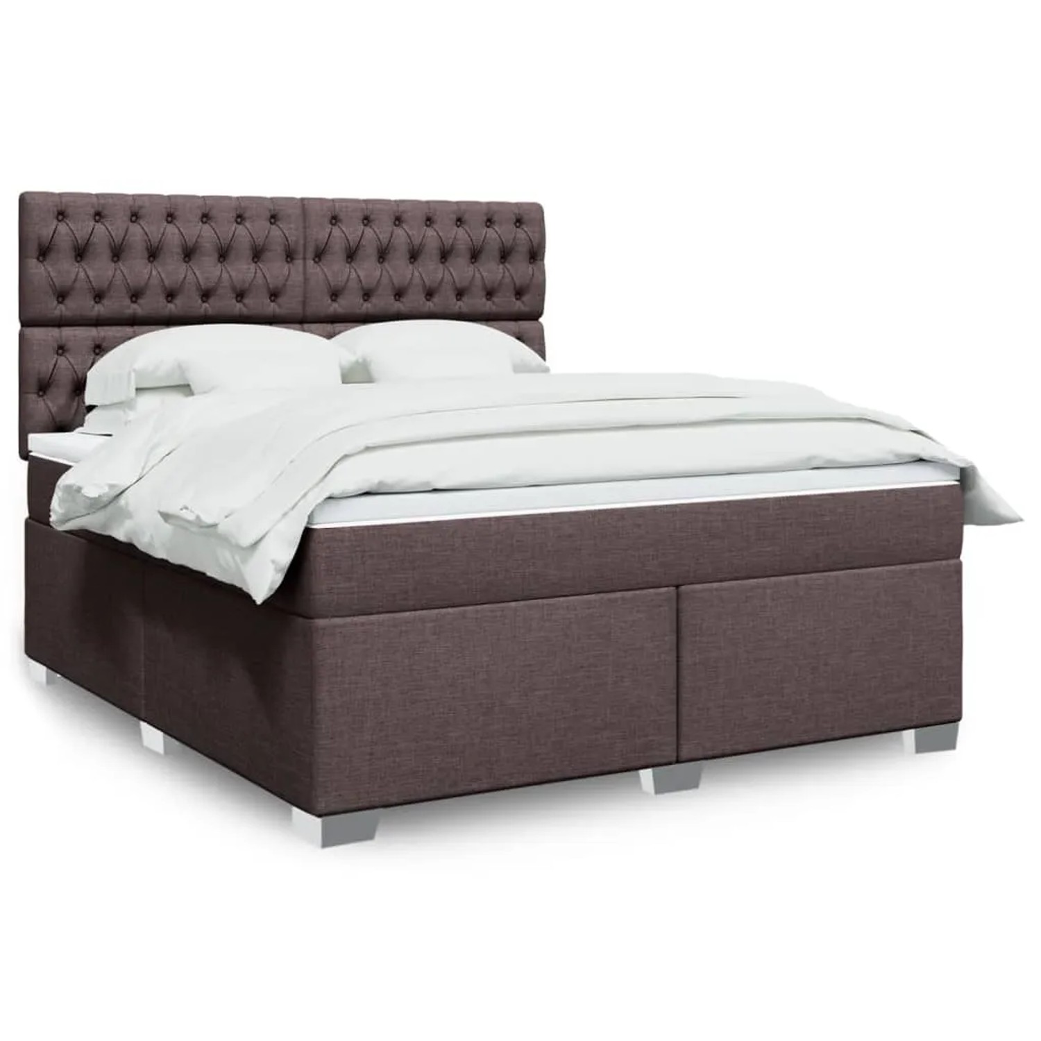 vidaXL Boxspringbett mit Matratze Dunkelbraun 180x200 cm Stoff 3292877