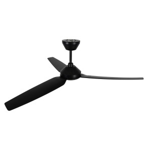 Schwarzer Lucci Air Polis Deckenventilator für Außenbereiche mit drei Flügeln und Fernbedienung.