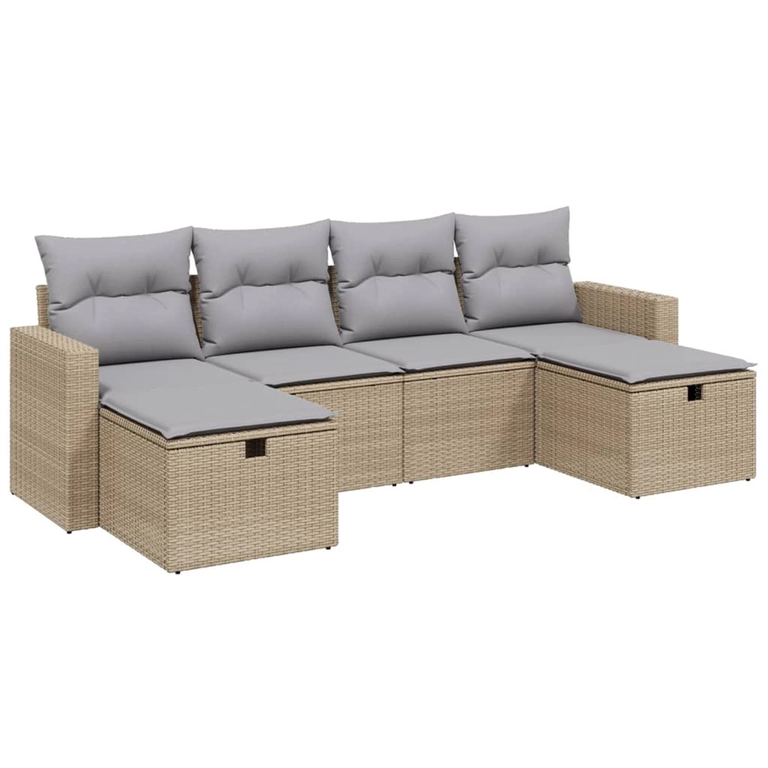 vidaXL 6-tlg Garten-Sofagarnitur mit Kissen Beige Poly Rattan Modell 194 günstig online kaufen