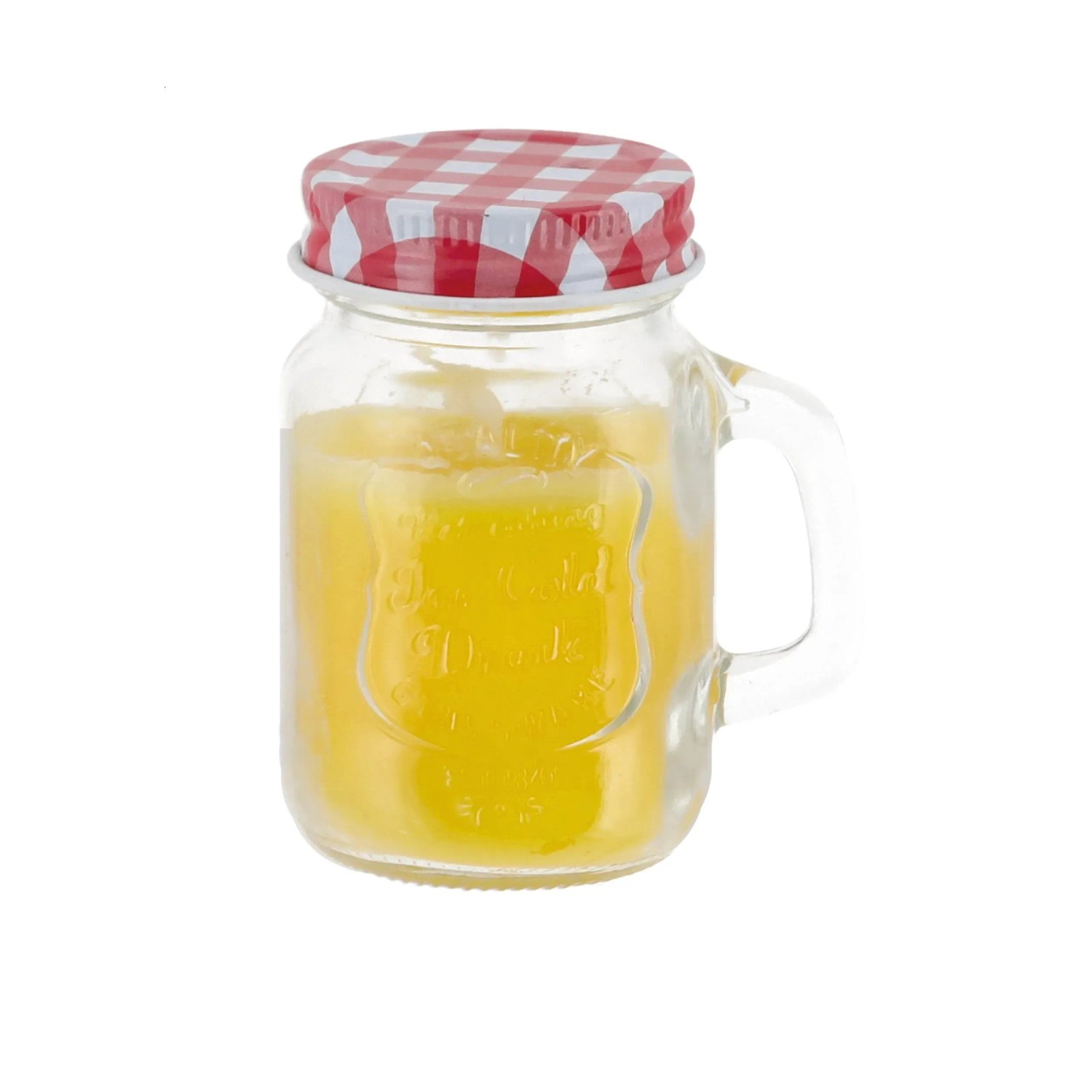Sunny Garden Citronella Kerze im Glas mit rot-weiß kariertem Deckel, Duftkerze für den Garten.